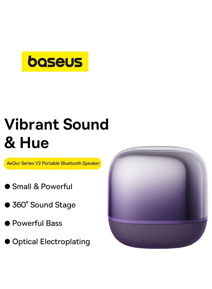 Baseus - AeQur V2 Portable Bluetooth Speaker TWS Bluetooth 5.0 Wireless Speaker 360° Sound Stage Powerful Bass 3EQ Modes Speakers Purple - Image 1