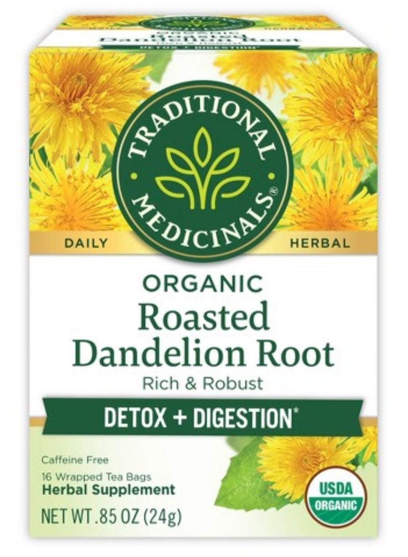 Traditional Medicinals Organic Roasted Dandelion Root Tea 16 Pieces 
