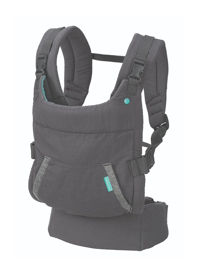 infantino Cuddle Up Ergonomic Hoodie Baby Carrier One Size Carries Children From 5.4 - 18.1 kg - Black Grey  - Image 1