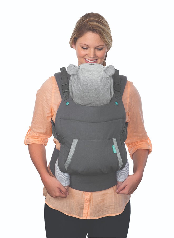 infantino Cuddle Up Ergonomic Hoodie Baby Carrier One Size Carries Children From 5.4 - 18.1 kg - Black Grey  - Image 4