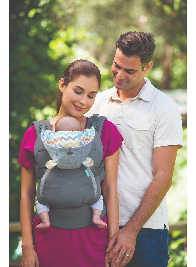 infantino - Cuddle Up Ergonomic Hoodie Baby Carrier One Size Carries Children From 5.4 - 18.1 kg - Black Grey - Image 1