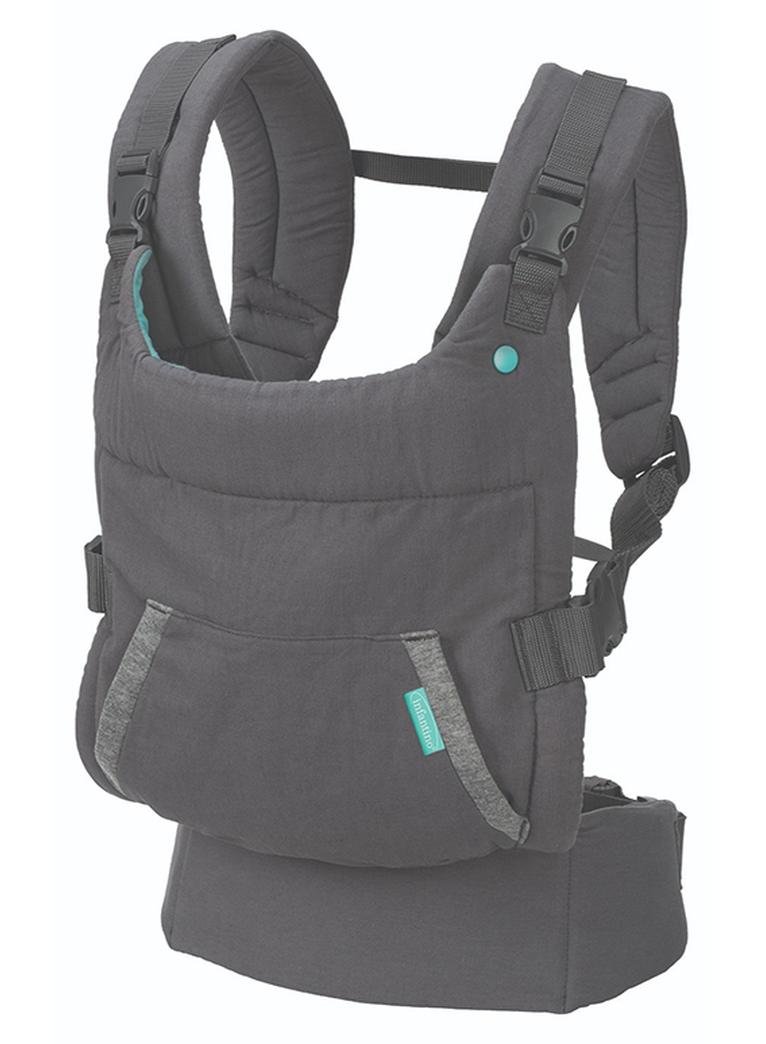 infantino Cuddle Up Ergonomic Hoodie Baby Carrier One Size Carries Children From 5.4 - 18.1 kg - Black Grey - Image 1
