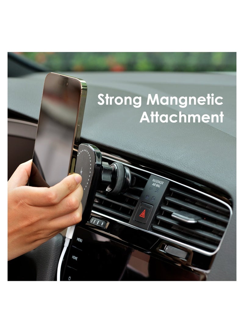 Energizer ECA007 Wireless Charging Vent For Car, MagSafe, Universal Compatibility, Windshield/Dash Mount, Type-C Charging Cable Black  - Image 2