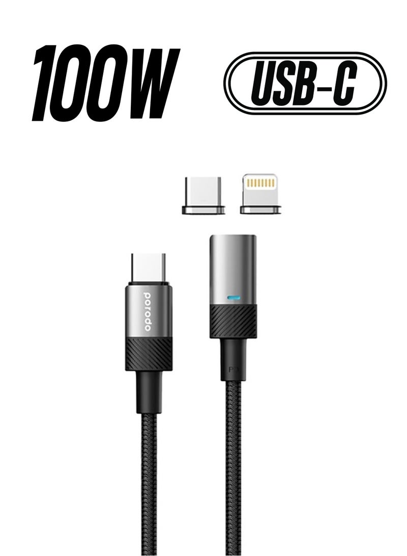 Multi-Connector Type-C Magnetic Connectors Data And Fast Charge With Aluminum Shell Black
