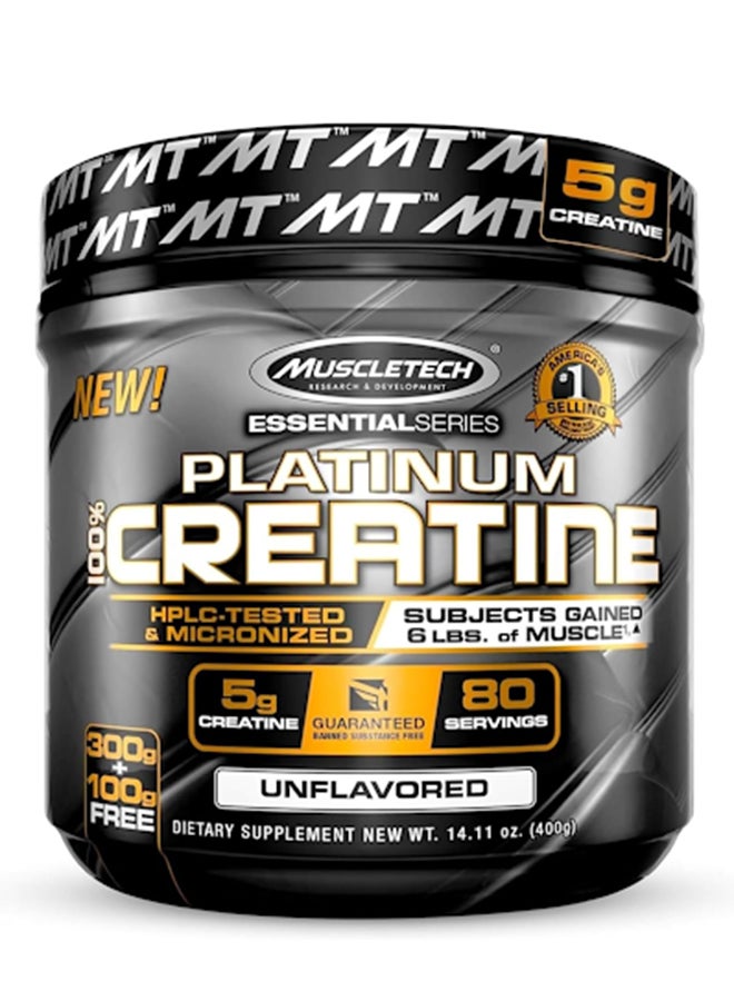 MuscleTech - Essential Series Platinum 100% Creatine Unflavored 400g - Image 1