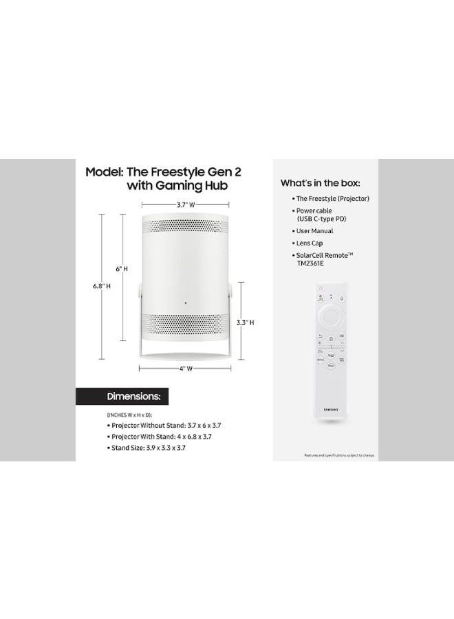 Samsung The Freestyle 2nd generation Projector Model ( 2024 ) SP-LFF3CLAXXSA White - Image 3