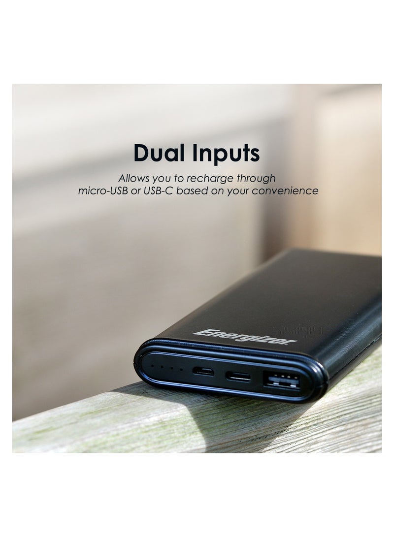 Energizer 10000 mAh 10000 mAh Max 2.1A Rapid Charging Power Bank With Dual Outputs - Type-C And USB-A, Dual Inputs, Micro-USB And Type-C Black  - Image 4