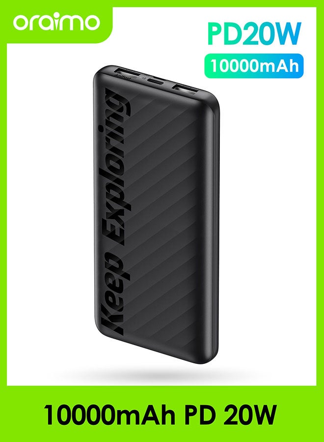Oraimo 10000 mAh Toast 10 Flash Powerbank with 12W 2.4A Fast Charging,Type C & Micro Input,Dual USB Output,Multi-Layer Protection Black - Image 1