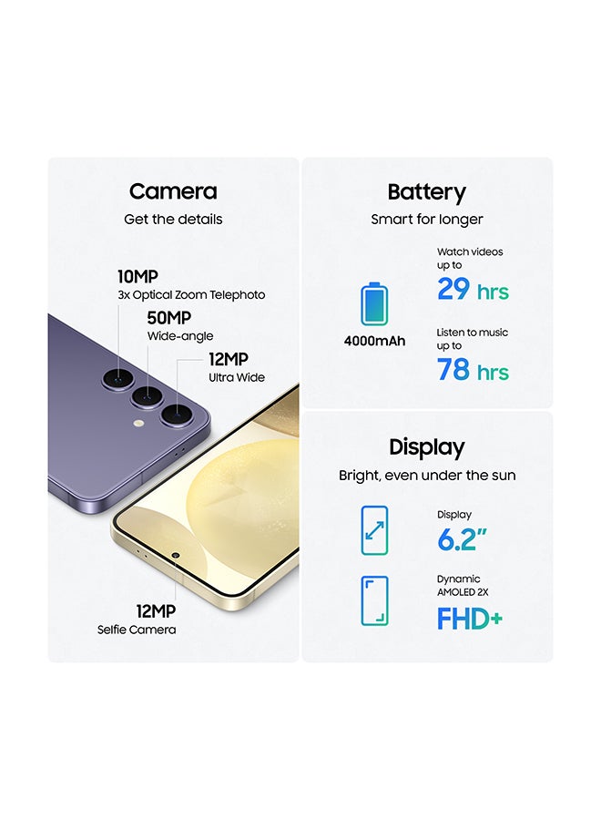 سامسونج جالاكسي S24 ثنائي الشريحة، أصفر كهرماني، 8 جيجابايت رام، 128 جيجابايت، 5G - إصدار الشرق الأوسط - Image 5