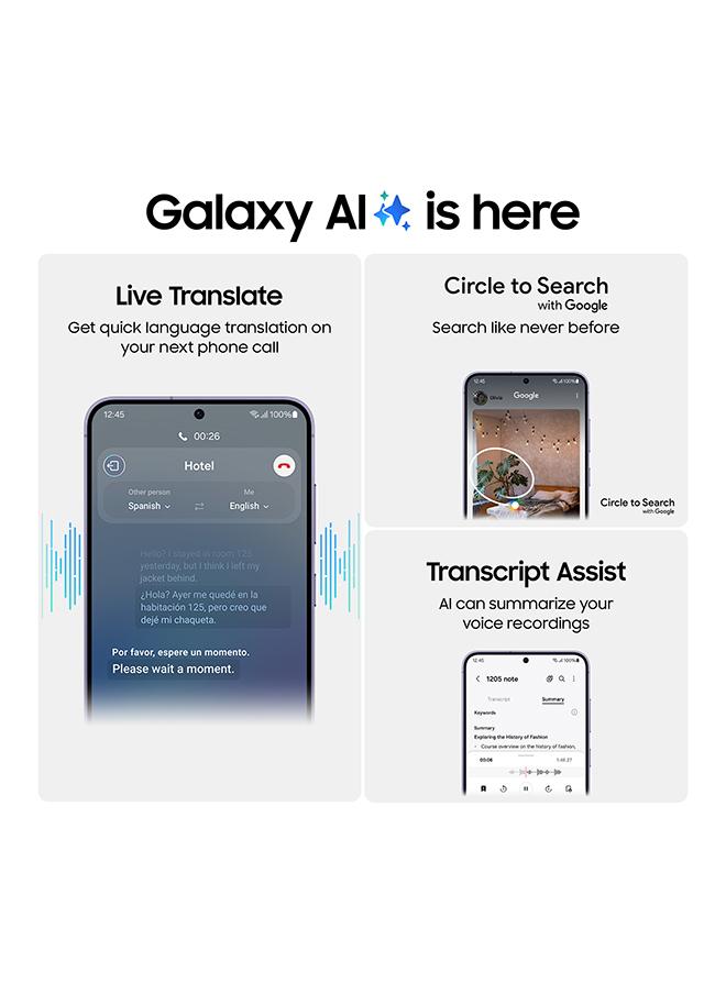 سامسونج هاتف Galaxy S24 ثنائي الشريحة باللون البنفسجي الكوبالت وذاكرة الوصول العشوائي (RAM) سعة 8 جيجابايت وذاكرة داخلية 256 جيجابايت يدعم تقنية 5G - إصدار الشرق الأوسط - Image 3
