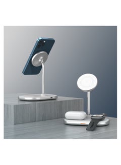 Energizer WCP303 3-In-1 Wireless Charging Stand, MagSafe, Compatible For Mobile Phones, Earbuds And Smart Watches, 15W Max, 20 Deg Angle Adjustment Silver  - Image 2