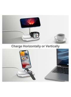 Energizer WCP303 3-In-1 Wireless Charging Stand, MagSafe, Compatible For Mobile Phones, Earbuds And Smart Watches, 15W Max, 20 Deg Angle Adjustment Silver  - Image 3