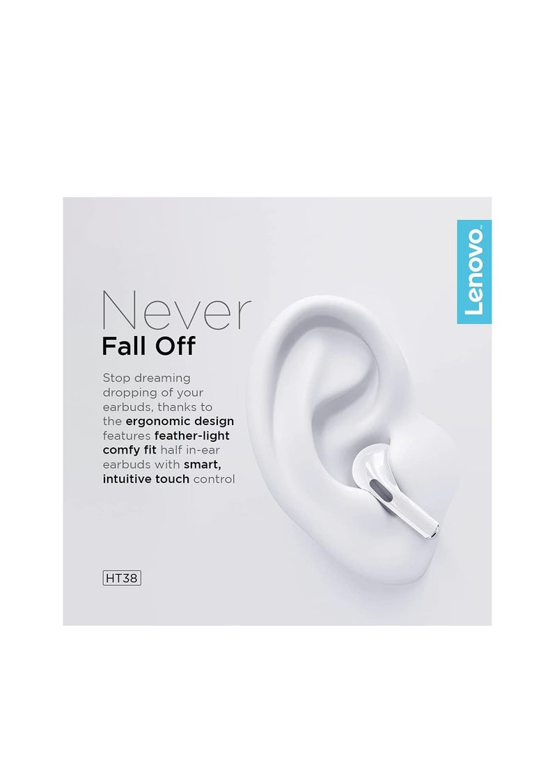 Lenovo - HT38 True Wireless Stereo Headphones White - Image 1