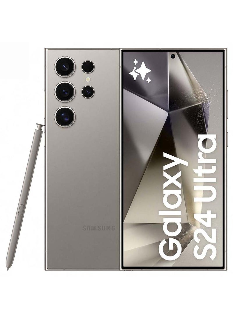 سامسونج هاتف Galaxy S24 Ultra ثنائي شريحة الاتصال بلون رمادي تيتانيوم وذاكرة وصول عشوائي (RAM) سعة 12 جيجابايت وذاكرة تخزين داخلية 256 جيجابايت يدعم تقنية 5G - إصدار الشرق الأوسط - Image 1