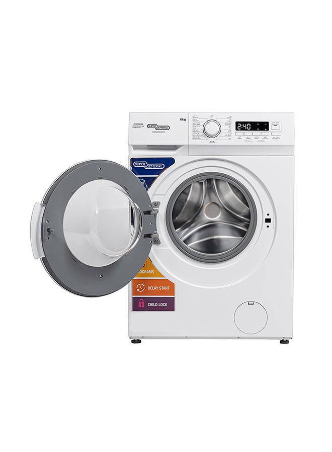 SUPER GENERAL 6Kg 1000 RPM Front Load Washing Machine LED Display With 5 Star Energy Efficient 15 Wash Programs Child Lock And Quick Wash 6 kg SGW6250NLED White - Image 2