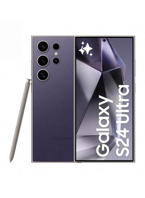 هاتف Galaxy S24 Ultra ثنائي شرائح الاتصال باللون البنفسجي تيتانيوم وذاكرة وصول عشوائي (RAM) سعة 12 جيجابايت وذاكرة داخلية 256 جيجابايت يدعم تقنية 5G - إصدار الشرق الأوسط