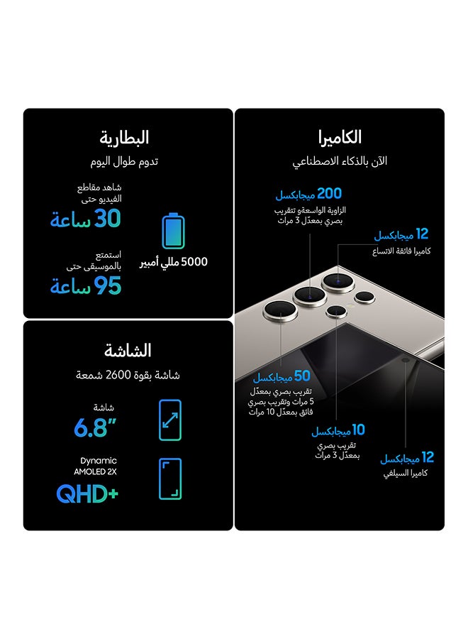 Samsung - Galaxy S24 Ultra 5G Dual SIM Titanium Yellow 12GB RAM 256GB - Middle East Version - Image 1
