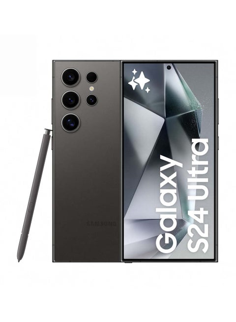 هاتف Galaxy S24 Ultra ثنائي شريحة الاتصال بلون أسود تيتانيوم وذاكرة وصول عشوائي (RAM) سعة 12 جيجابايت وذاكرة تخزين داخلية 512 جيجابايت يدعم تقنية 5G - إصدار الشرق الأوسط
