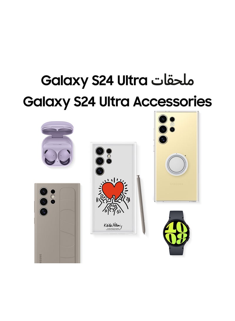 هاتف Galaxy S24 Ultra ثنائي شريحة الاتصال بلون رمادي تيتانيوم وذاكرة وصول عشوائي (RAM) سعة 12 جيجابايت وذاكرة تخزين داخلية 256 جيجابايت يدعم تقنية 5G مع حافظة بمقبض قائم باللون الرمادي الداكن، سماعات Buds 2 Pro - إصدار الشرق الأوسط - pnsku/N70035293V/45/_/1705395214/b7112c22-092b-4cb7-8db0-f8d1a97e93c3