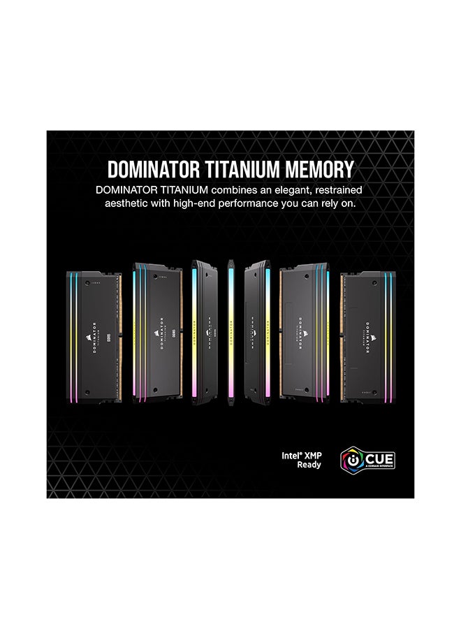 كورسير مجموعة ذاكرة سطح المكتب Dominator Titanium 64GB (2x32GB) DDR5 RGB، سرعة ذاكرة 6400MT/s، زمن استجابة CL32 CAS، جهد تم اختباره 1.40 فولت، 288 دبوس، XMP 3.0، أسود | CMP64GX5M2B6400C32  - Image 2