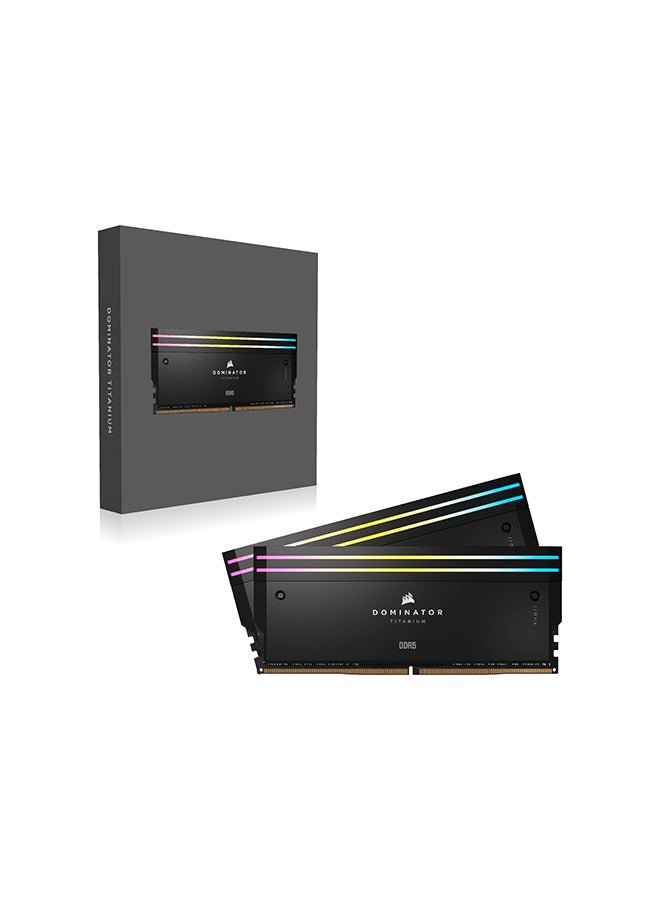 Dominator Titanium 64GB ( 2x 32GB ) DDR5 RGB Desktop Memory Kit, 6400MT/s Memory Speed, CL32 CAS Latency, 1.40V Tested Voltage, 288 Pin, XMP 3.0, Black | CMP64GX5M2B6400C32