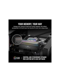 كورسير مجموعة ذاكرة سطح المكتب Dominator Titanium 64GB (2x32GB) DDR5 RGB، سرعة ذاكرة 6400MT/s، زمن استجابة CL32 CAS، جهد تم اختباره 1.40 فولت، 288 دبوس، XMP 3.0، أسود | CMP64GX5M2B6400C32  - Image 4