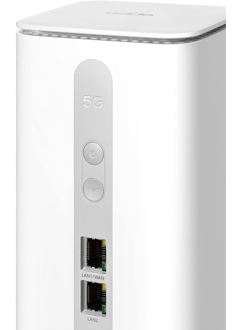 Oppo 5G CPE T1a Router, Snapdragon X55 5G Modem, ARM-A7 CPU, 2x2 MIMO Technology, 2.4GHz & 5GHz WLAN, Internal Antennas, Hassle-Free Automatic Network Repair, White CTB04 White