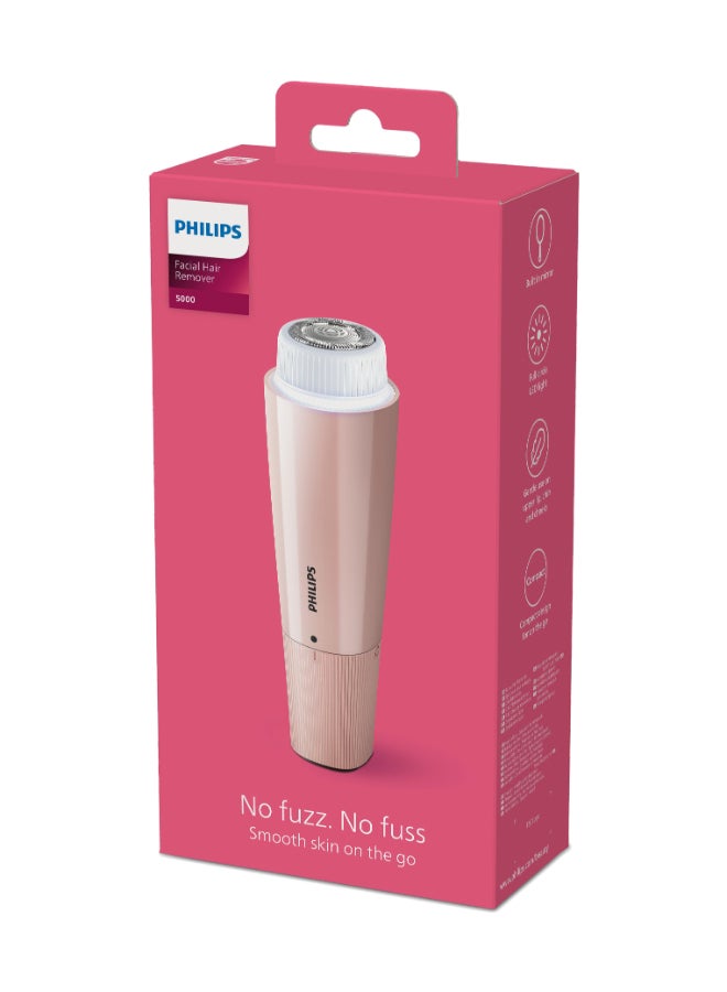 Philips - 5000 Series Facial Hair Remover Smooth Skin on the Go for Upper Lip, Chin, Cheeks, Lychee Pink, BRR454/00 Lychee Pink - Image 1