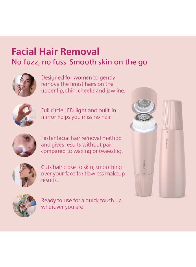 Philips - 5000 Series Facial Hair Remover Smooth Skin on the Go for Upper Lip, Chin, Cheeks, Lychee Pink, BRR454/00 Lychee Pink - Image 1