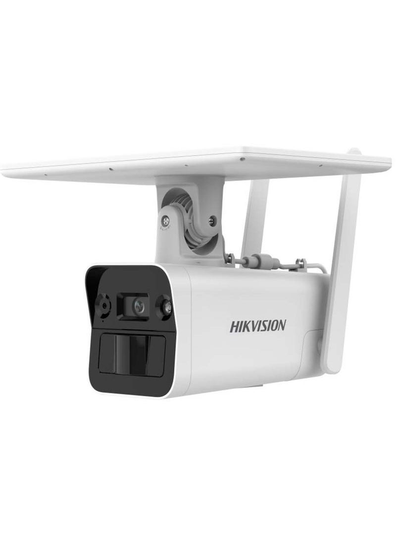 HIKVISION - 4MP Solar-Powered Security Camera Setup, 4Mm Fixed Focal Lens, Up To 30M IR Light, Support 4G LTE Network, RJ45 ETH, Built-In Memory /Micro Sim Card Slot, IP67, White White - Image 1