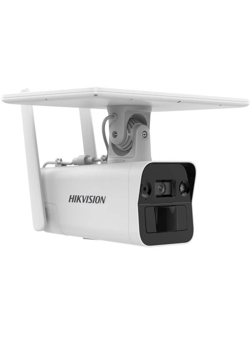 HIKVISION - 4MP Solar-Powered Security Camera Setup, 4Mm Fixed Focal Lens, Up To 30M IR Light, Support 4G LTE Network, RJ45 ETH, Built-In Memory /Micro Sim Card Slot, IP67, White White - Image 1