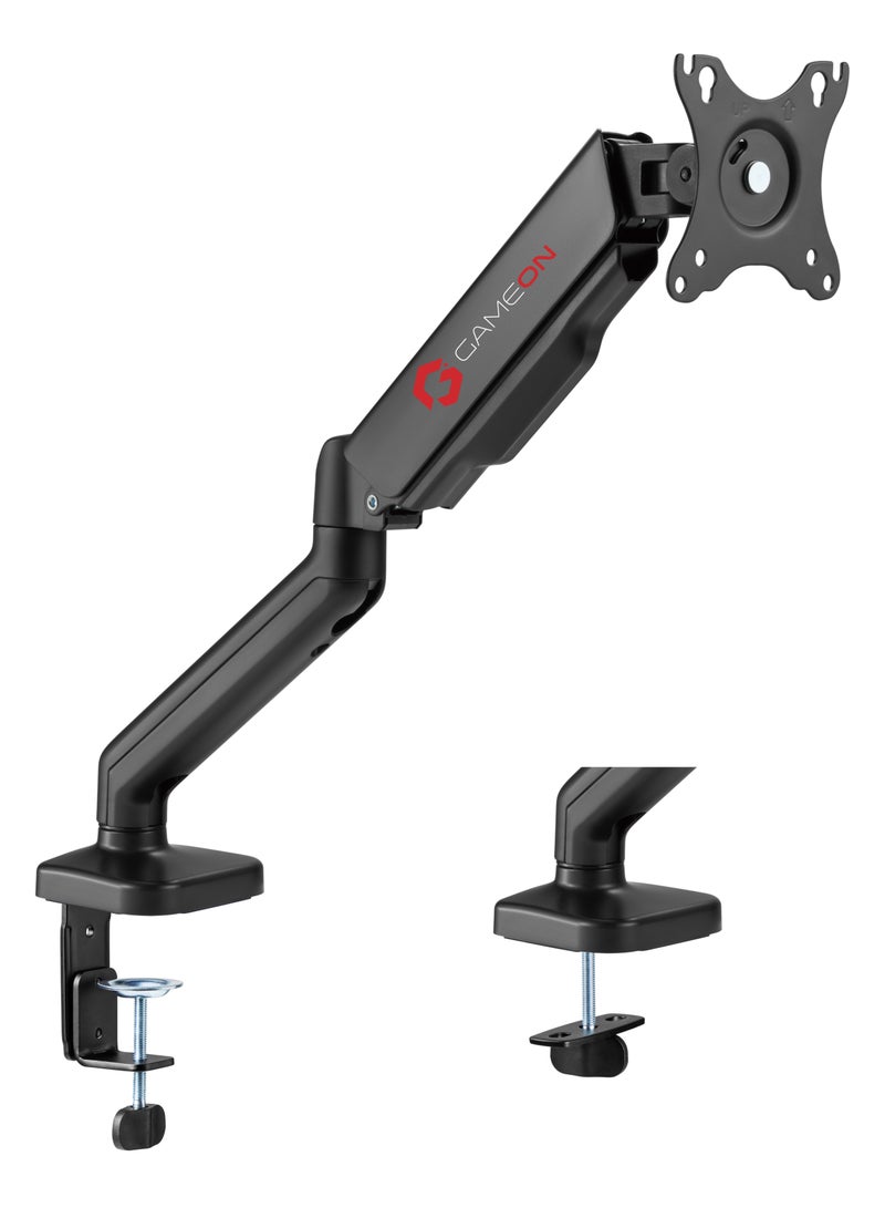 GameOn GO-5336 Single Monitor Arm for Gaming and Office Use Fits 17 to 32 Inches Screens Each Arm Supports Up to 9 KG Matte Black  - Image 2