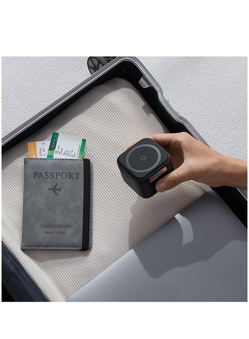 Baseus - 2 In 1 Magnetic Wireless Charging Station For Multiple Apple Devices Portable 25W Fast MagSafe Wireless Phone Charger Stand For iPhone 15/14/13/12 Series/Earbuds With USB-C Output For iWatch Charger Black - Image 1