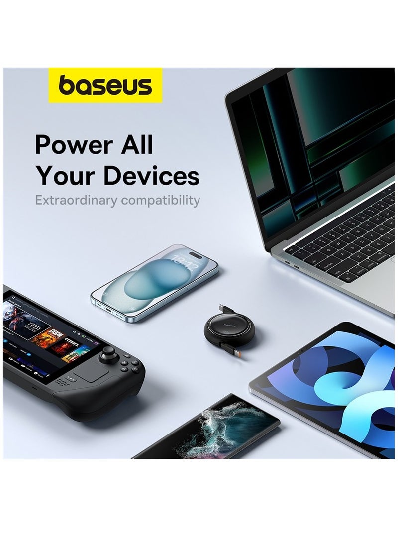 Baseus Retractable USB C Cable, Mini 100W USB C To USB-C PD 5A Fast Charging Cord 4-Stage Length Preset USB Type C Charger Cable For iPhone 15/Pro/Plus/Pro Max, MacBook, iPad Pro, Samsung S23/Switch Black  - Image 3