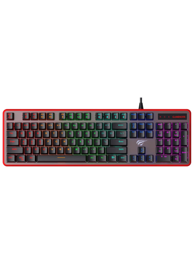 havit - KB870L Mechanical Gaming Keyboard RGB Backlit- Ochre+Red - Image 1