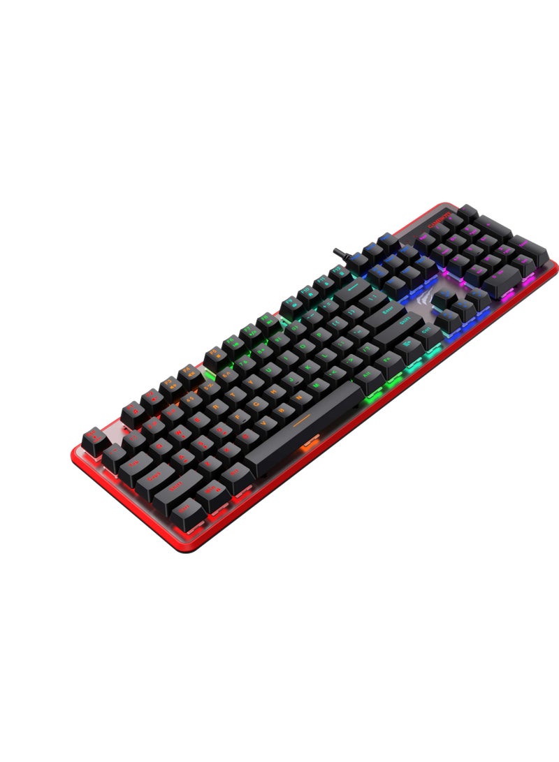 havit - KB870L Mechanical Gaming Keyboard RGB Backlit- Ochre+Red - Image 1