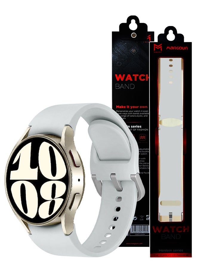 MARGOUN Samsung Galaxy Watch 6/6 Classic 20Mm Silicone Band Flexible And Durable Replacement Sport Strap Light Grey - Image 4