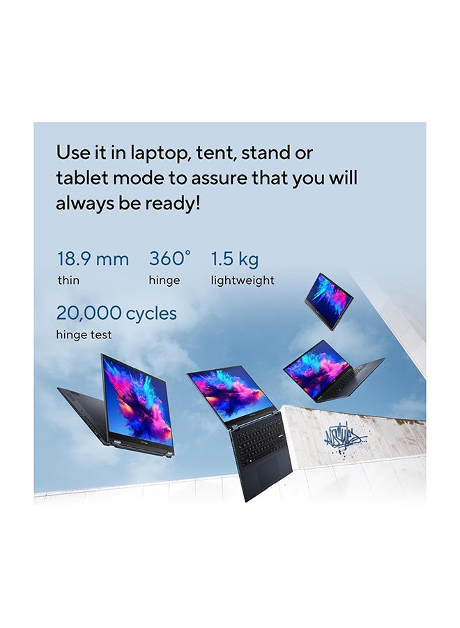 ASUS - Vivobook S 14 Flip TP3402ZA-LZ409W Laptop With 14-Inch Display, Core i7-12700H Processor/16GB RAM/512GB SSD/Intel Iris XE Graphics/Windows 11 Home English/Arabic Quiet Blue - Image 1