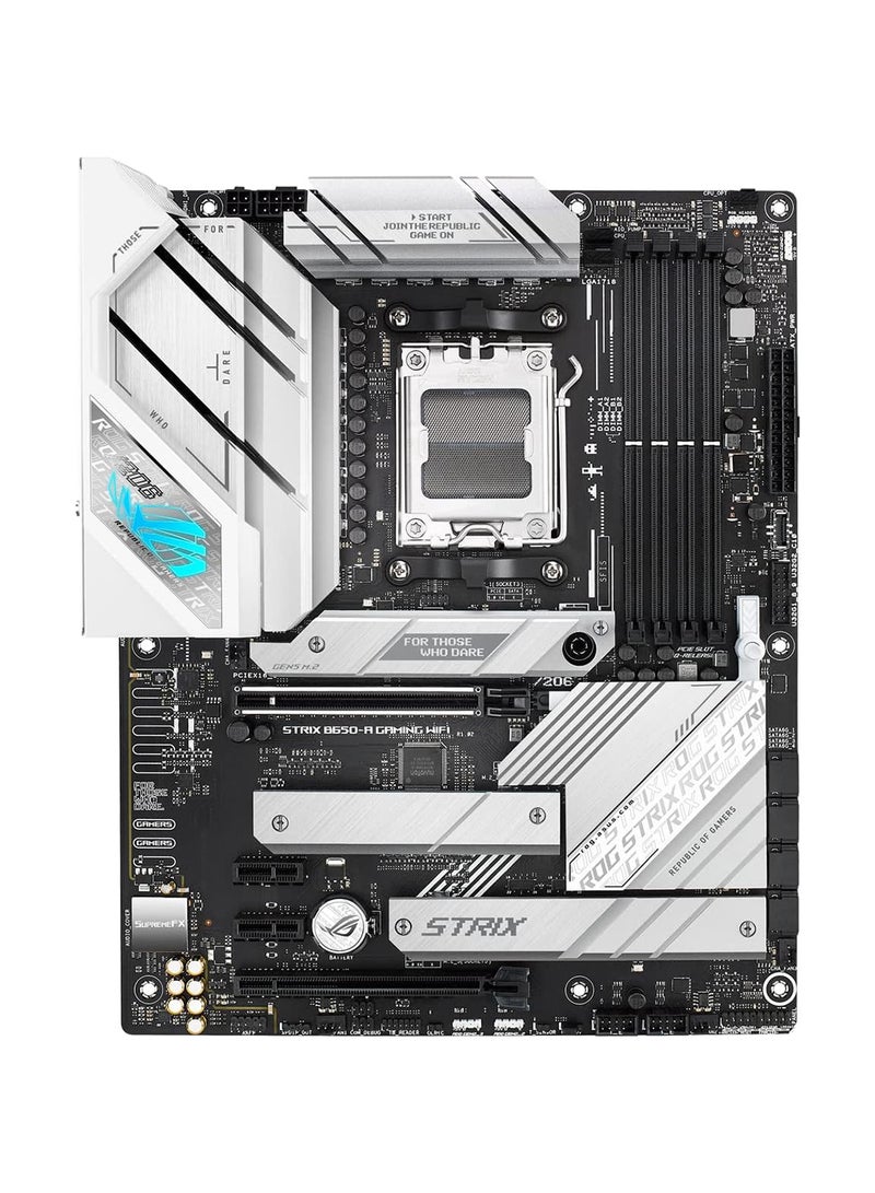 ROG Strix B650-A Gaming Motherboard, WiFi 6E, AM5, LGA1718, Ryzen 7000, 12+2 Power Stages, DDR5, 3xM.2 Slots, PCIe 4.0, 2.5G LAN,WiFi 6E, USB 3.2 Gen 2x2 Type-C Port White