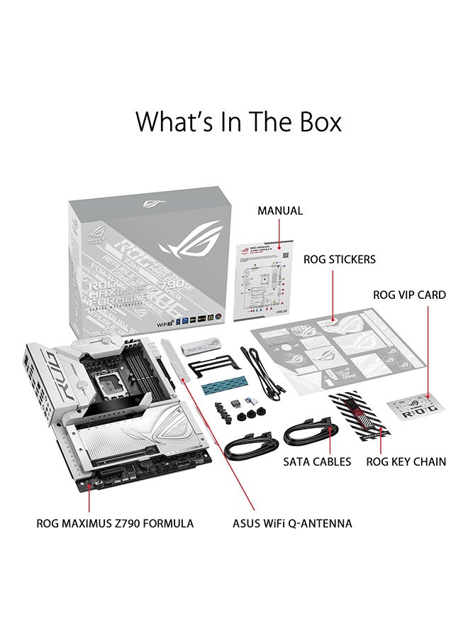 ASUS - ROG Maximus Z790 Formula LGA 1700 ATX Motherboard, Intel Z790 Chipset, 4x DDR5 DIMM Slot, 192GB Max Memory, 5x M.2 Slots, PCI-Express 5.0 x16 Port, Wi-Fi 7 / BT5.4, White - Image 1