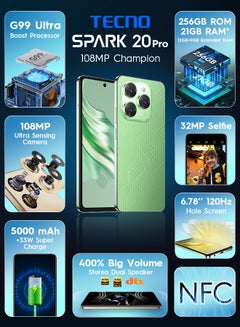 TECNO Spark 20 Pro Dual SIM Magic Skin 2.0 Green 12+9GB RAM 256GB 4G - Middle East Version  - Image 4