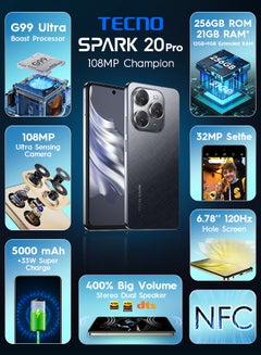 TECNO Spark 20 Pro Dual SIM Moonlit Black 12+9GB RAM 256GB 4G - Middle East Version  - Image 4