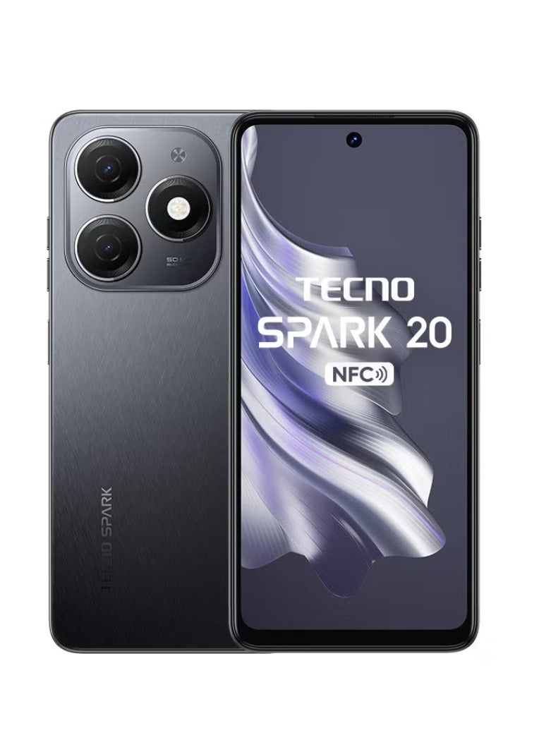 تكنو هاتف سبارك 20 ثنائي الشريحة بلون أسود جرافيتي وذاكرة وصول عشوائي 8 جيجابايت وذاكرة داخلية 256 جيجابايت يدعم تقنية 4G - Image 1