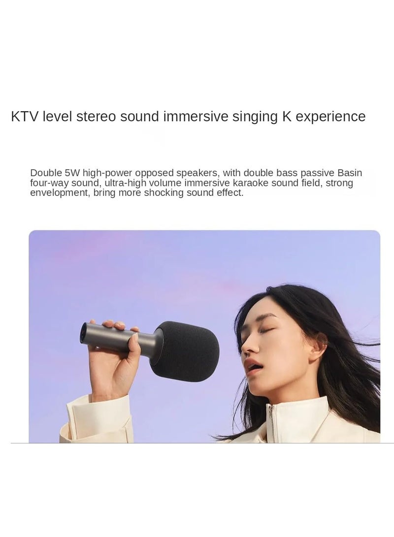 Karaoke Microphone Wireless Bluetooth Stereo Sound 16Mm 9 Modes Sounds DSP 2500mAh 7H Standby XMKGMKF01YM Black