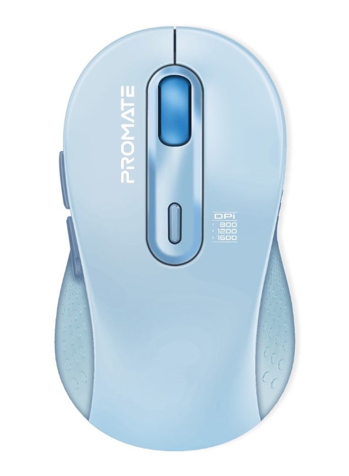 PROMATE - Wireless Mouse, Ergonomic Ambidextrous Wireless Mice With Dual Mode Connectivity, Bluetooth v5.3, 2.4Ghz Transmission, Adjustable 1600DPI, 150H Working Time For MacBook Air, Dell XPS 13, Asus, Ken Blue - Image 1