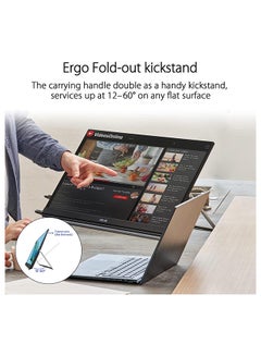 أسوس شاشة ZenScreen 24 بوصة 1080 بكسل محمولة USB (MB249C) - FHD، IPS، نوع C، مكبر صوت، تصميم متعدد الحوامل، مسند، ذراع مشبك على شكل C، خطاف تقسيم، مقبض حمل، شاشة للعمل من المنزل  - Image 2