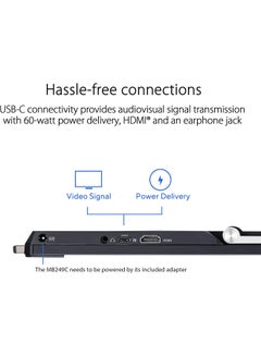 أسوس شاشة ZenScreen 24 بوصة 1080 بكسل محمولة USB (MB249C) - FHD، IPS، نوع C، مكبر صوت، تصميم متعدد الحوامل، مسند، ذراع مشبك على شكل C، خطاف تقسيم، مقبض حمل، شاشة للعمل من المنزل  - Image 5