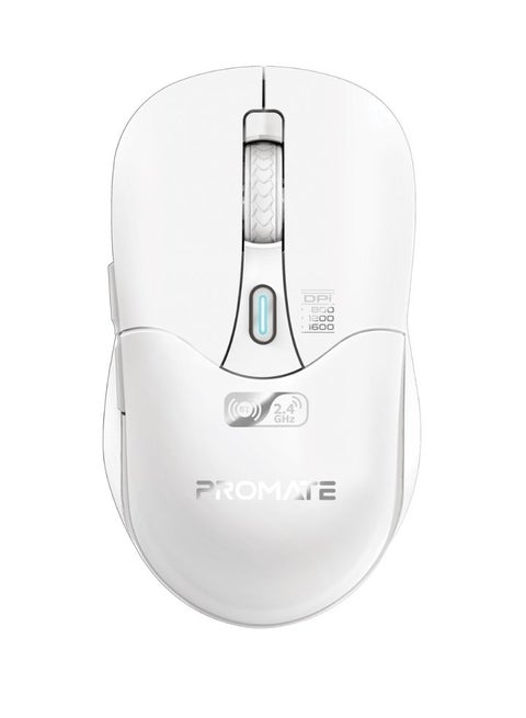 Wireless Mouse, Ergonomic 500mAh Rechargeable Mice With Dual Mode Connectivity, Bluetooth v5.1, 2.4Ghz Transmission, Adjustable 1600DPI, 6 Functional Buttons For MacBook Air, Dell XPS 13, Asus, Samo White