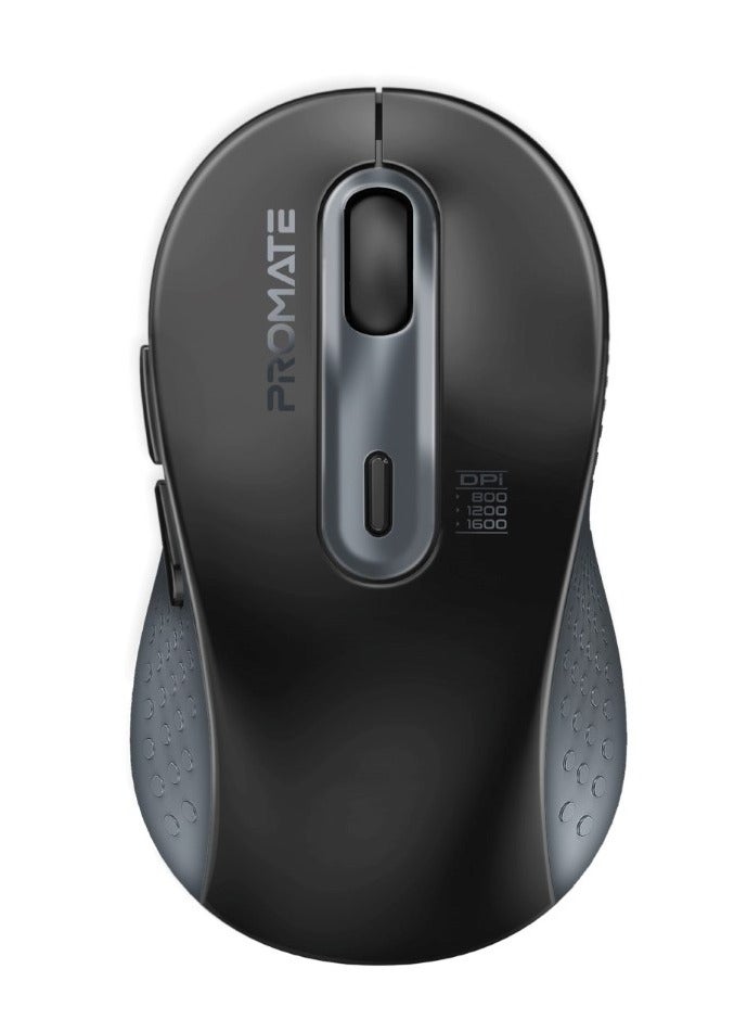 PROMATE - Wireless Mouse, Ergonomic Ambidextrous Wireless Mice With Dual Mode Connectivity, Bluetooth v5.3, 2.4Ghz Transmission, Adjustable 1600DPI, 150H Working Time For MacBook Air, Dell XPS 13, Asus, Ken Black - Image 1