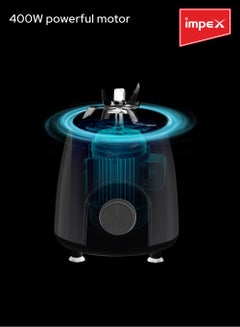 Impex Blender 2 In 1 Mixer Grinder, Powerful Motor, Speed Control With Pulse, Over Heat Protection 1.4 L 400 W BL 3501 Blue  - Image 4